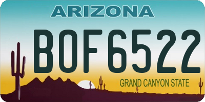 AZ license plate BOF6522