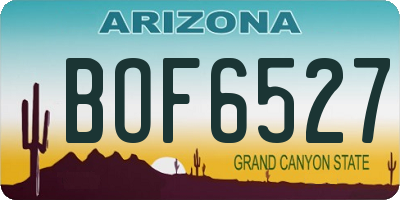 AZ license plate BOF6527
