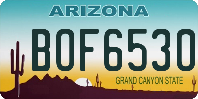 AZ license plate BOF6530