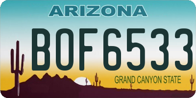 AZ license plate BOF6533