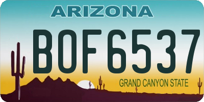 AZ license plate BOF6537