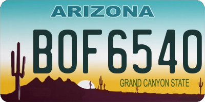 AZ license plate BOF6540