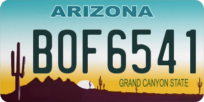 AZ license plate BOF6541