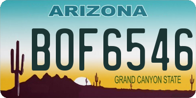 AZ license plate BOF6546