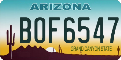 AZ license plate BOF6547