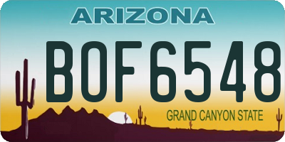 AZ license plate BOF6548