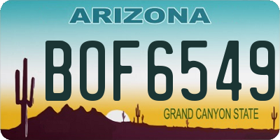 AZ license plate BOF6549