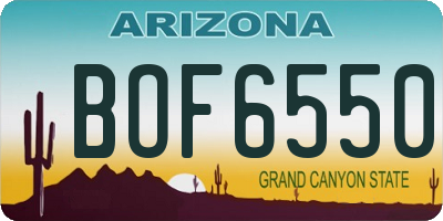 AZ license plate BOF6550