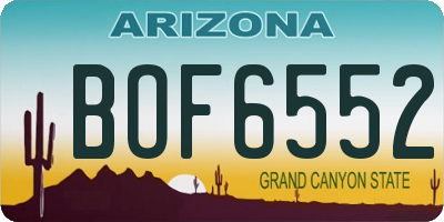 AZ license plate BOF6552