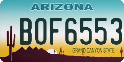 AZ license plate BOF6553