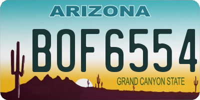 AZ license plate BOF6554