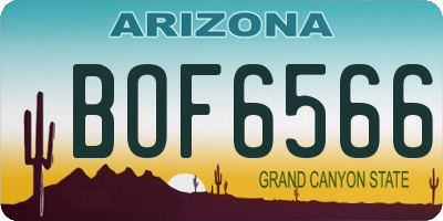 AZ license plate BOF6566