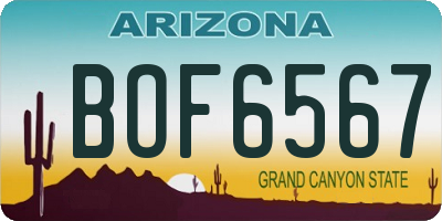 AZ license plate BOF6567