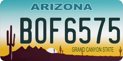 AZ license plate BOF6575