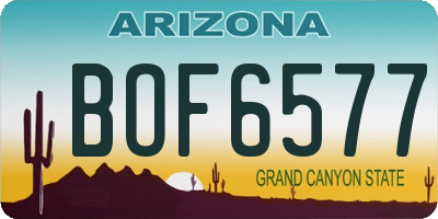 AZ license plate BOF6577
