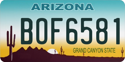 AZ license plate BOF6581