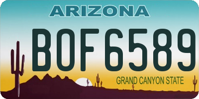 AZ license plate BOF6589