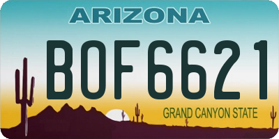 AZ license plate BOF6621