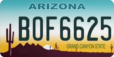 AZ license plate BOF6625