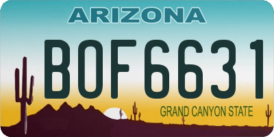 AZ license plate BOF6631