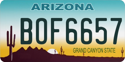 AZ license plate BOF6657