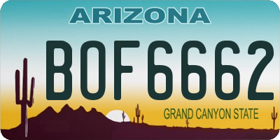 AZ license plate BOF6662