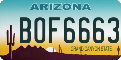 AZ license plate BOF6663