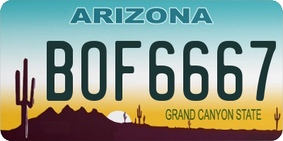 AZ license plate BOF6667