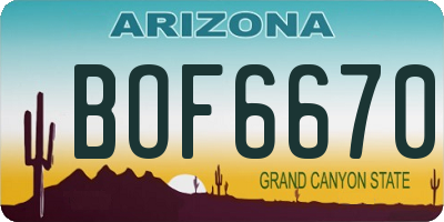 AZ license plate BOF6670