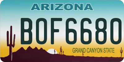 AZ license plate BOF6680
