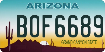AZ license plate BOF6689