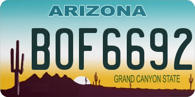 AZ license plate BOF6692