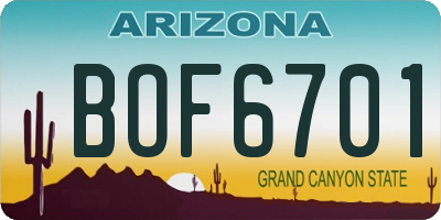 AZ license plate BOF6701