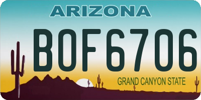 AZ license plate BOF6706