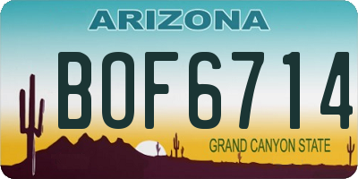 AZ license plate BOF6714