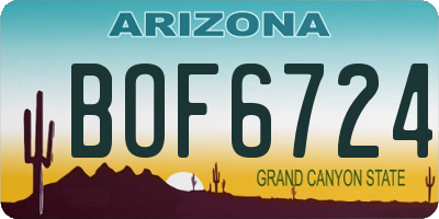 AZ license plate BOF6724