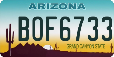 AZ license plate BOF6733