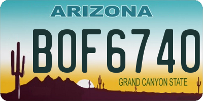 AZ license plate BOF6740
