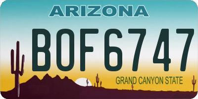 AZ license plate BOF6747