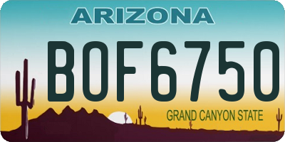 AZ license plate BOF6750