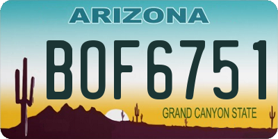 AZ license plate BOF6751