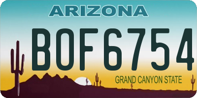 AZ license plate BOF6754