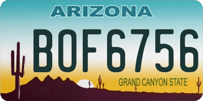 AZ license plate BOF6756