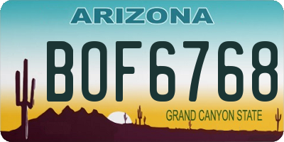 AZ license plate BOF6768