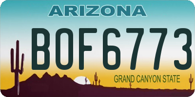 AZ license plate BOF6773