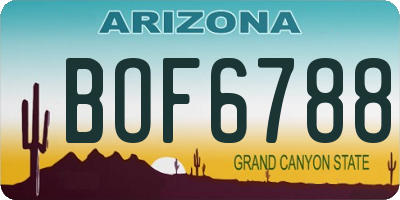 AZ license plate BOF6788