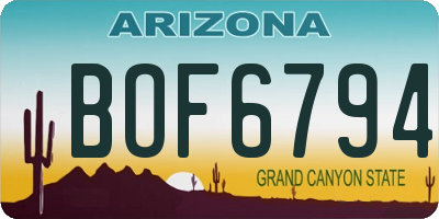 AZ license plate BOF6794