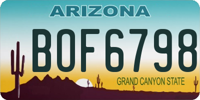AZ license plate BOF6798