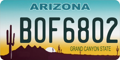 AZ license plate BOF6802