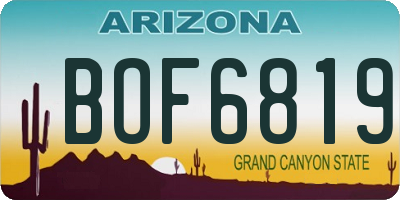 AZ license plate BOF6819